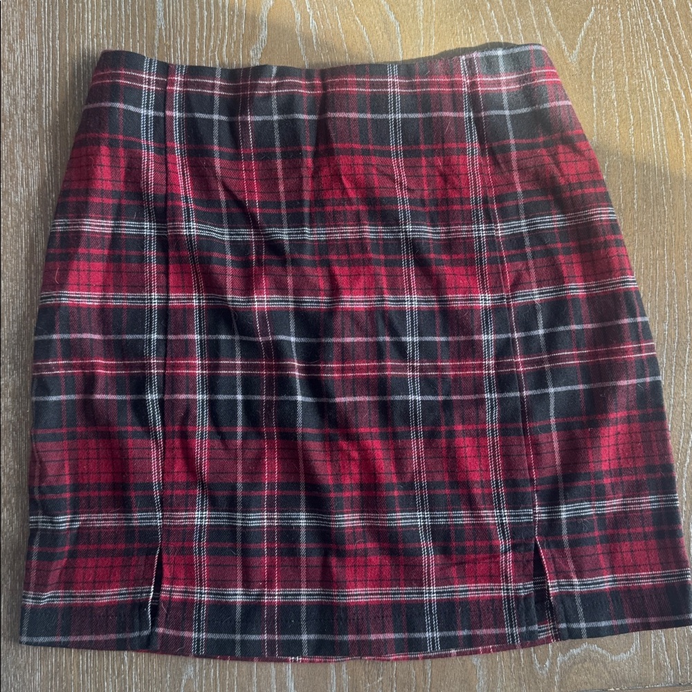 Red and Black Plaid Skirt